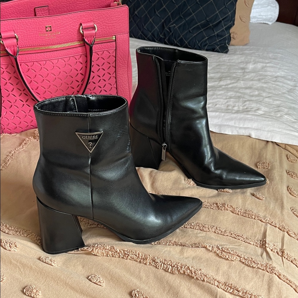 GUESS Sleek Black Ankle Booties